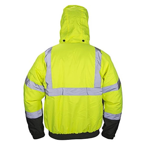 SAS Safety 690-1511 Hi-viz Class 3 Hooded Bomber Jacket, Yellow, 2X-Large 4 SAS Safety 690-1511 Hi-viz Class 3 Hooded Bomber Jacket, Yellow, 2X-Large - Image 2