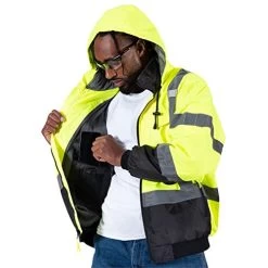Pioneer Safety V1130460U-2XL High Visibility Safety Bomber Jacket, Yellow/Black -Professional Tool Store 414HfbAj2lL 56192.1662678164