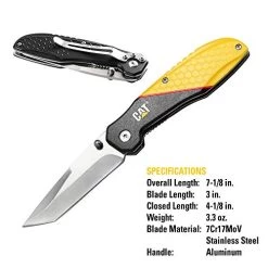 Caterpillar 980047 Linerlock Stainless Steel Straight Edge Tanto Folding Knife 3" -Professional Tool Store 418QIHSV0JL 43051.1661872819