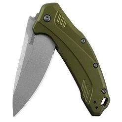 Kershaw 1776OLSW Link Drop Point Knife Olive Aluminum, 3.25" Stonewash 20CV
