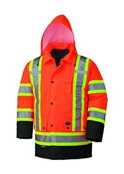 Pioneer Safety V1120151U-XL High Visibility Parka Jacket, Waterproof, 6-in-1 Parka, Orange XL