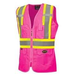Pioneer Safety V1021840U-2XL Safety Vest For Women Hi Vis Reflective, Orange