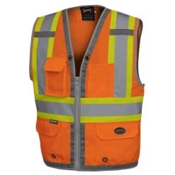 Pioneer V1010250U-M High Visibility Surveyor Safety Vest, Orange, Unisex, M