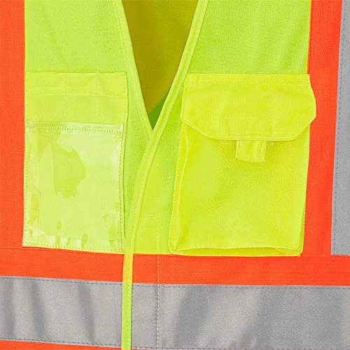 Pioneer Safety V1020161U-L/XL Safety Vest For Men Hi-Vis Reflective Solid Neon 5 Pioneer Safety V1020161U-L/XL Safety Vest For Men Hi-Vis Reflective Solid Neon - Image 3