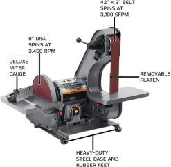 Jet 577004 J-41002 2 Inch X42 Inch 3/4HP Bench Belt & 8 Inch Disc Sander -Professional Tool Store 71RajbTAj L. AC SL1500 92786.1611840636