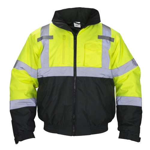 SAS Safety 690-1508 Hi-Viz Class 3 Hooded Bomber Jacket, Yellow, Medium 3 SAS Safety 690-1508 Hi-Viz Class 3 Hooded Bomber Jacket, Yellow, Medium