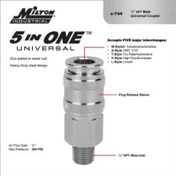 Milton S744 Universal Coupler, 1/4" Body; 1/4" MNPT 9 Milton S744 Universal Coupler, 1/4" Body; 1/4" MNPT -Professional Tool Store 81Tz2 EdXqL 83901.1671810328