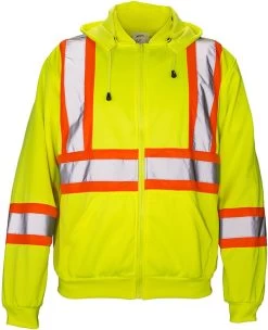 SAS Safety 690-1410 Hi-Viz Class 2 Hooded Safety Sweatshirt, Yellow, X-Large