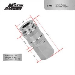 Milton S743 Universal Coupler, 1/4" Body; 1/4" FNPT -Professional Tool Store 81jRD7zbh5L 39360.1671810299