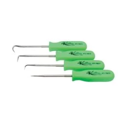 K Tool 70075 Miniature Pick Set, 4 Piece, With Straight, Hook And Angle Picks, Neon Green Handles