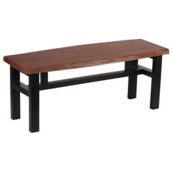 AmeriHome AWLEB46B Acacia Live Edge 46 Inch Bench - Black