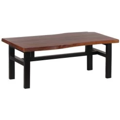 AmeriHome AWLECT46B Acacia Live Edge Trestle Coffee Table