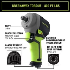 Flexzilla AT1475FZ Pro Mini Impact Wrench, 1/2" Drive, W/ High Flow Swivel Plug -Professional Tool Store lLN1eQa 35455.1696018670