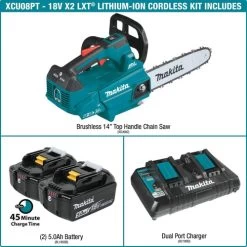 Makita XCU08PT 18V X2(36V) 14 In. Lithium-Ion Brushless Top Handle Chain Saw Kit -Professional Tool Store makita xcu08pt feature shot includes 58931.1602842290