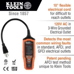 Klein RT310 AFCI /GFCI Outlet Tester 9 Klein RT310 AFCI /GFCI Outlet Tester -Professional Tool Store rt310 callout 2 61120.1621024984