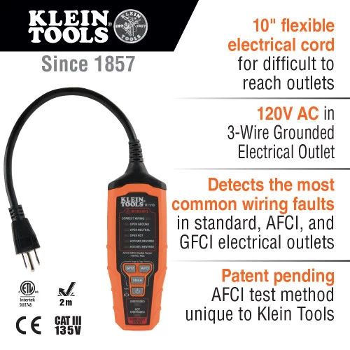 Klein RT310 AFCI /GFCI Outlet Tester 5 Klein RT310 AFCI /GFCI Outlet Tester - Image 3