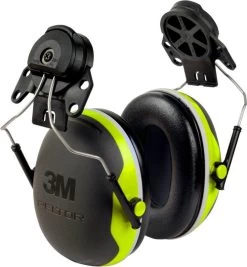 3M X4P3E Peltor XSeries CapMount Earmuffs, NRR 25 DB, Black/Chartreuse